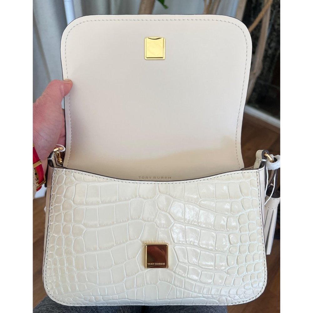 NWT!! TORY BURCH THEA FLAP CREAM EMBOSSED CROSSBODY BAG ♦️♦️ - Picture 8 of 17